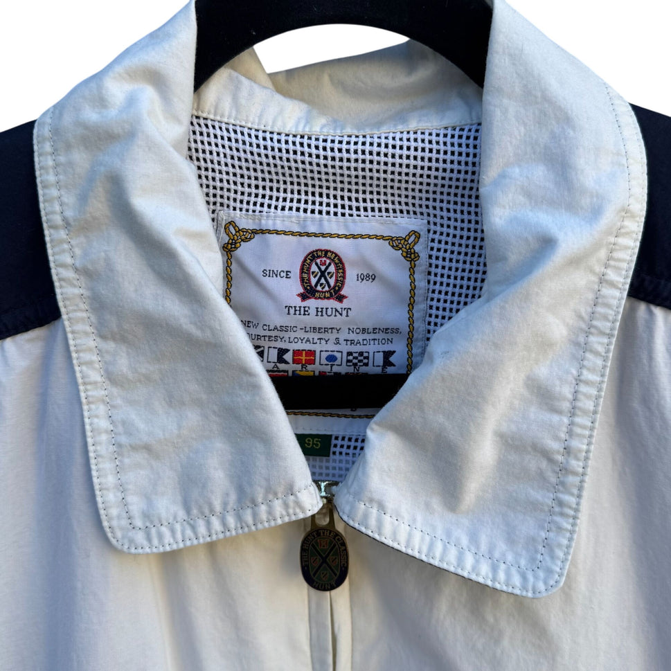 Royal Yacht Club The Hunt Vintage Mens Preppy White Navy Windbreaker Jacket L