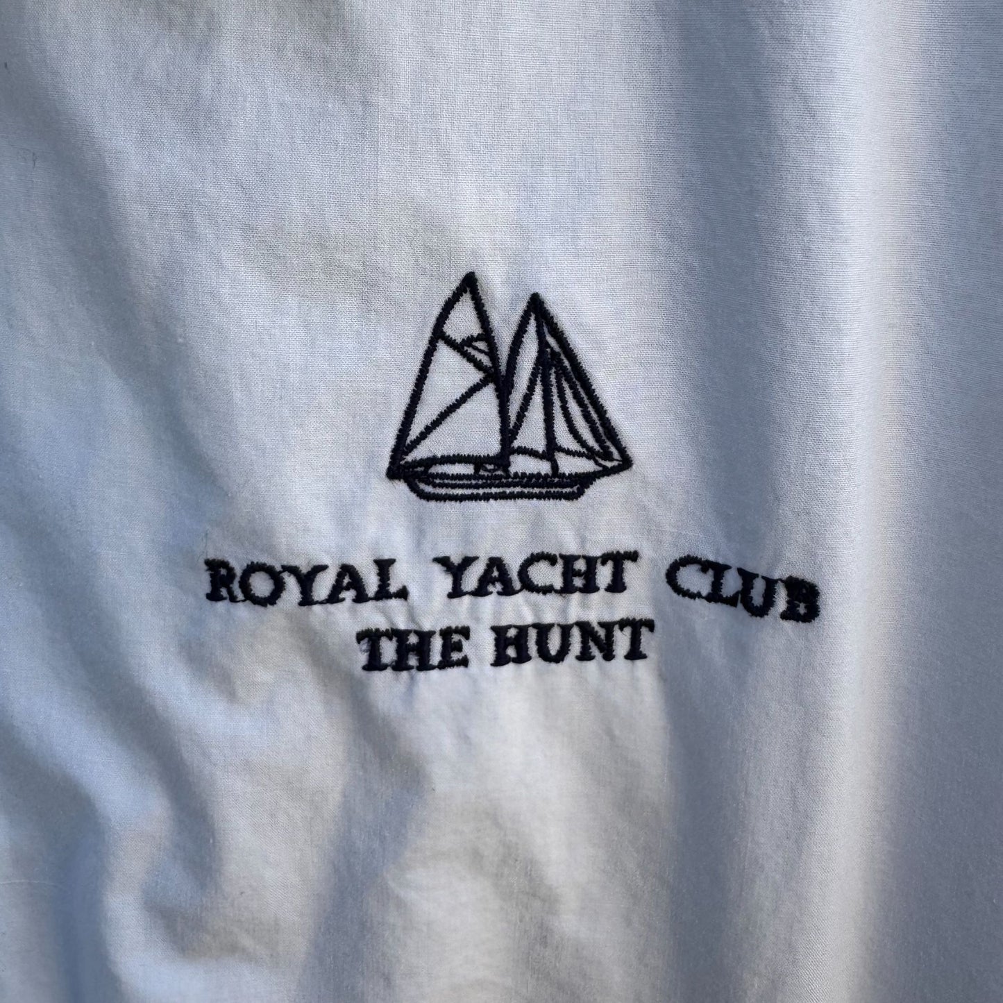 Royal Yacht Club The Hunt Vintage Mens Preppy White Navy Windbreaker Jacket L