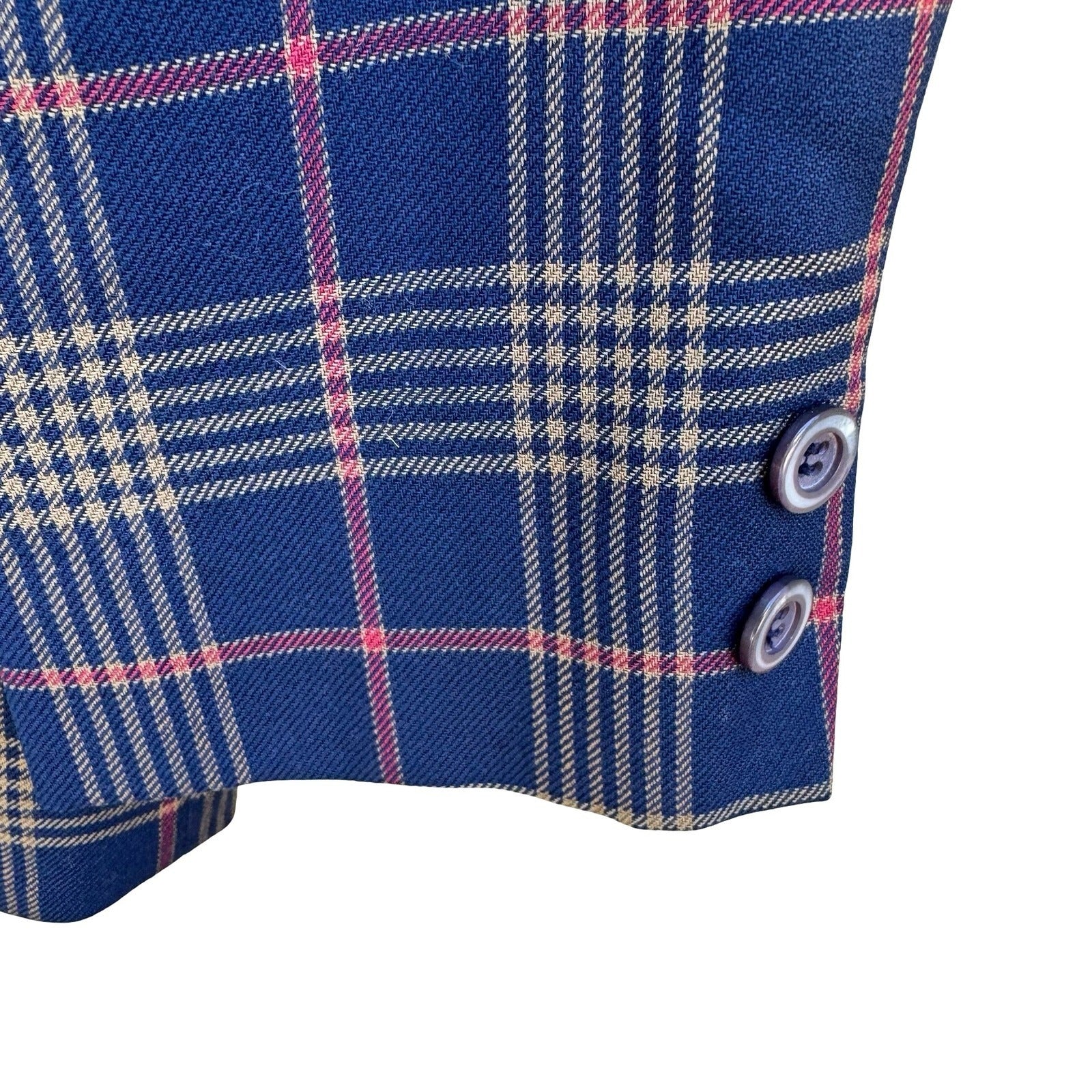 Pendleton Vintage 80s 90s Plaid 100% Virgin Wool Preppy Double Breasted Blazer