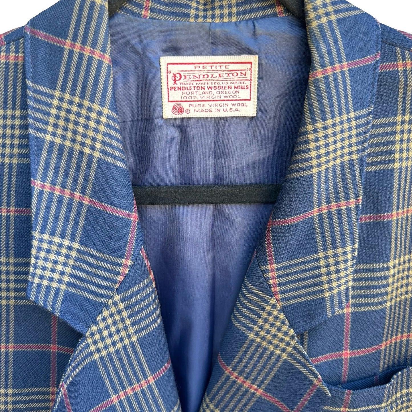 Pendleton Vintage 80s 90s Plaid 100% Virgin Wool Preppy Double Breasted Blazer