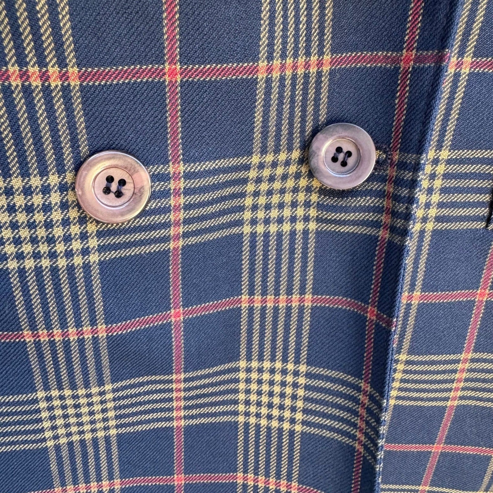 Pendleton Vintage 80s 90s Plaid 100% Virgin Wool Preppy Double Breasted Blazer