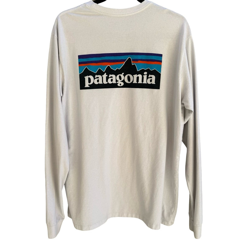 Patagonia Responsibili-Tee Shirt Mens L Grey P6 Fitz Roy Gorpcore Sustainable