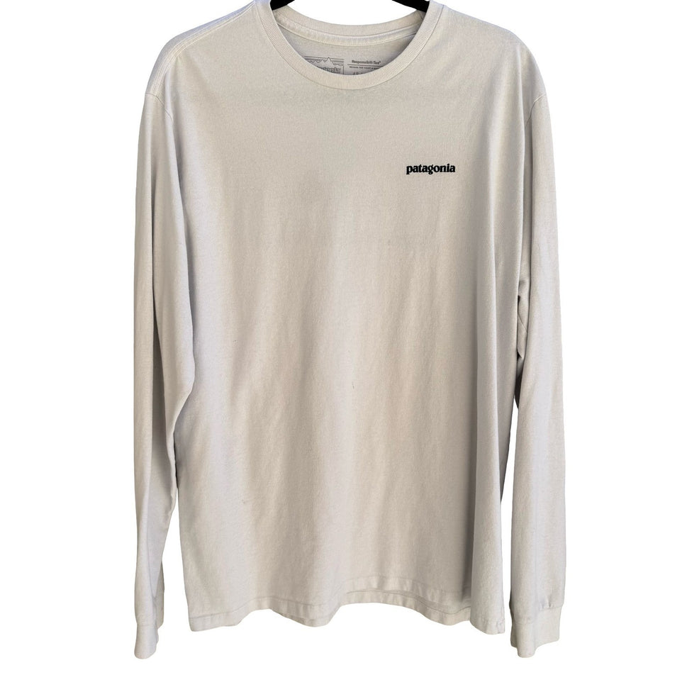 Patagonia Responsibili-Tee Shirt Mens L Grey P6 Fitz Roy Gorpcore Sustainable