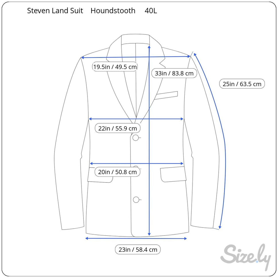 Steven Land Wynston Super 150s Wool Houndstooth Double Breasted 3 Piece Suit 44L