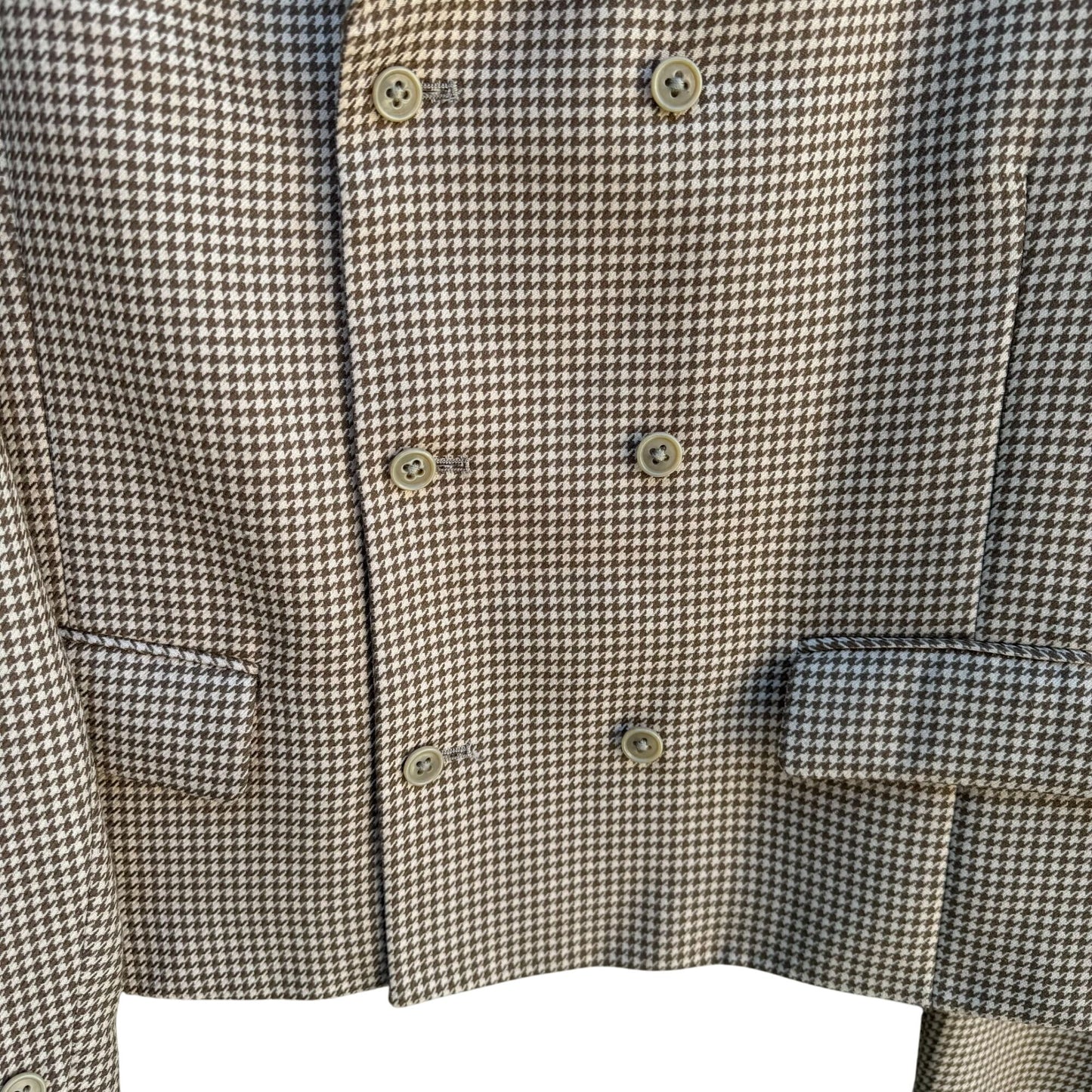 Steven Land Wynston Super 150s Wool Houndstooth Double Breasted 3 Piece Suit 44L