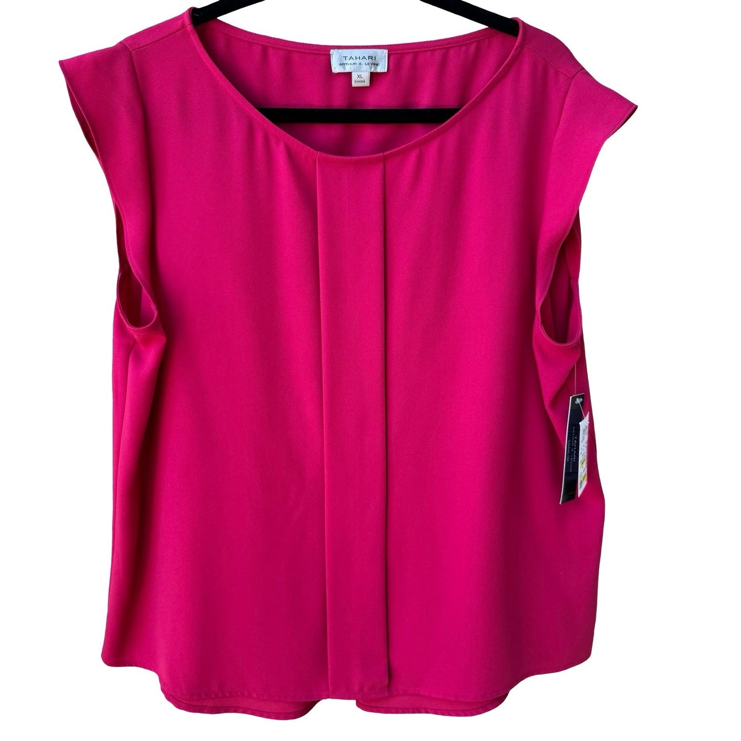Tahari Arthur S Levine Professional Layering Pink Pleated Workwear Blouse XL NEW
