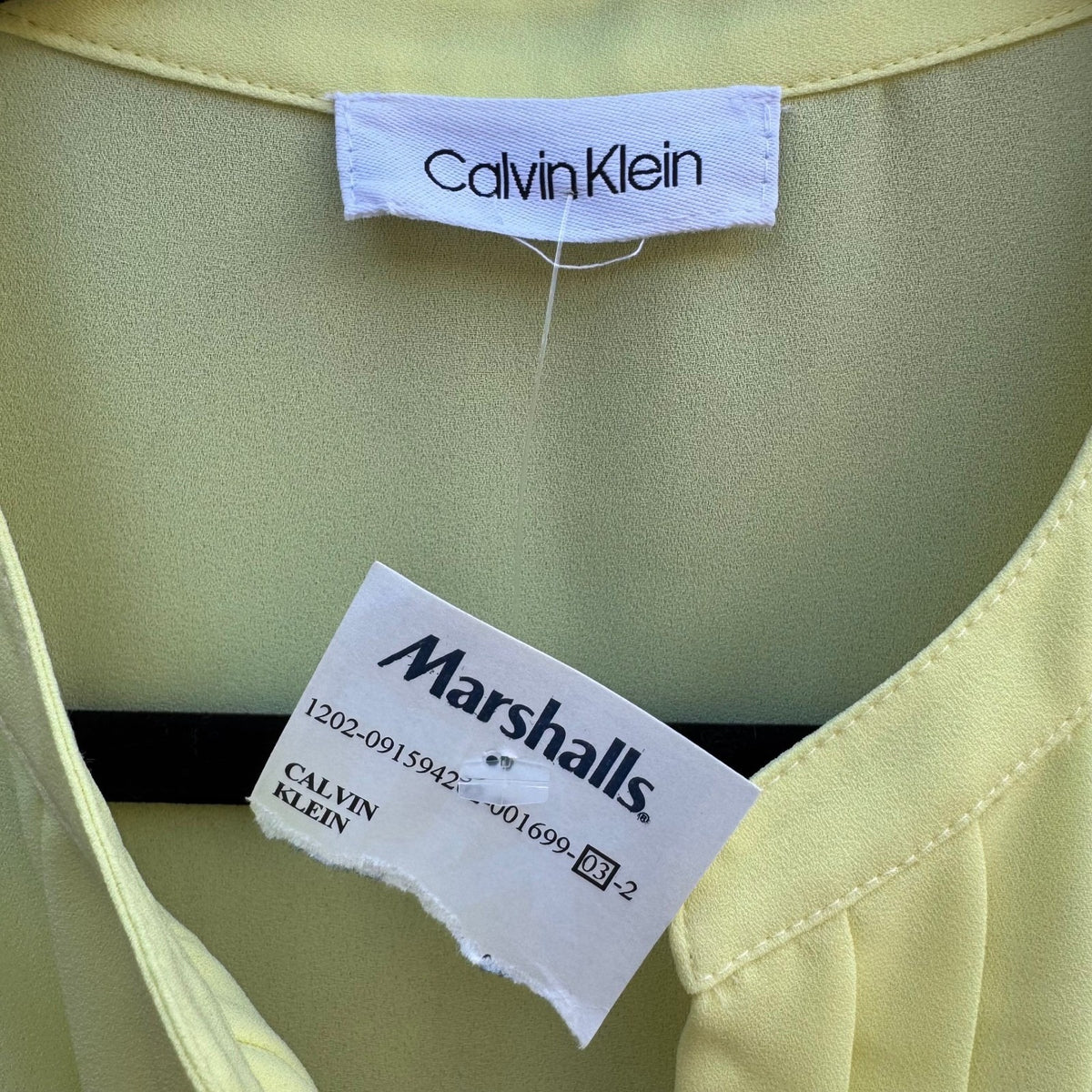 Calvin Klein Minimalist Pleated Professional Sleeveless Blouse Yellow Womens L