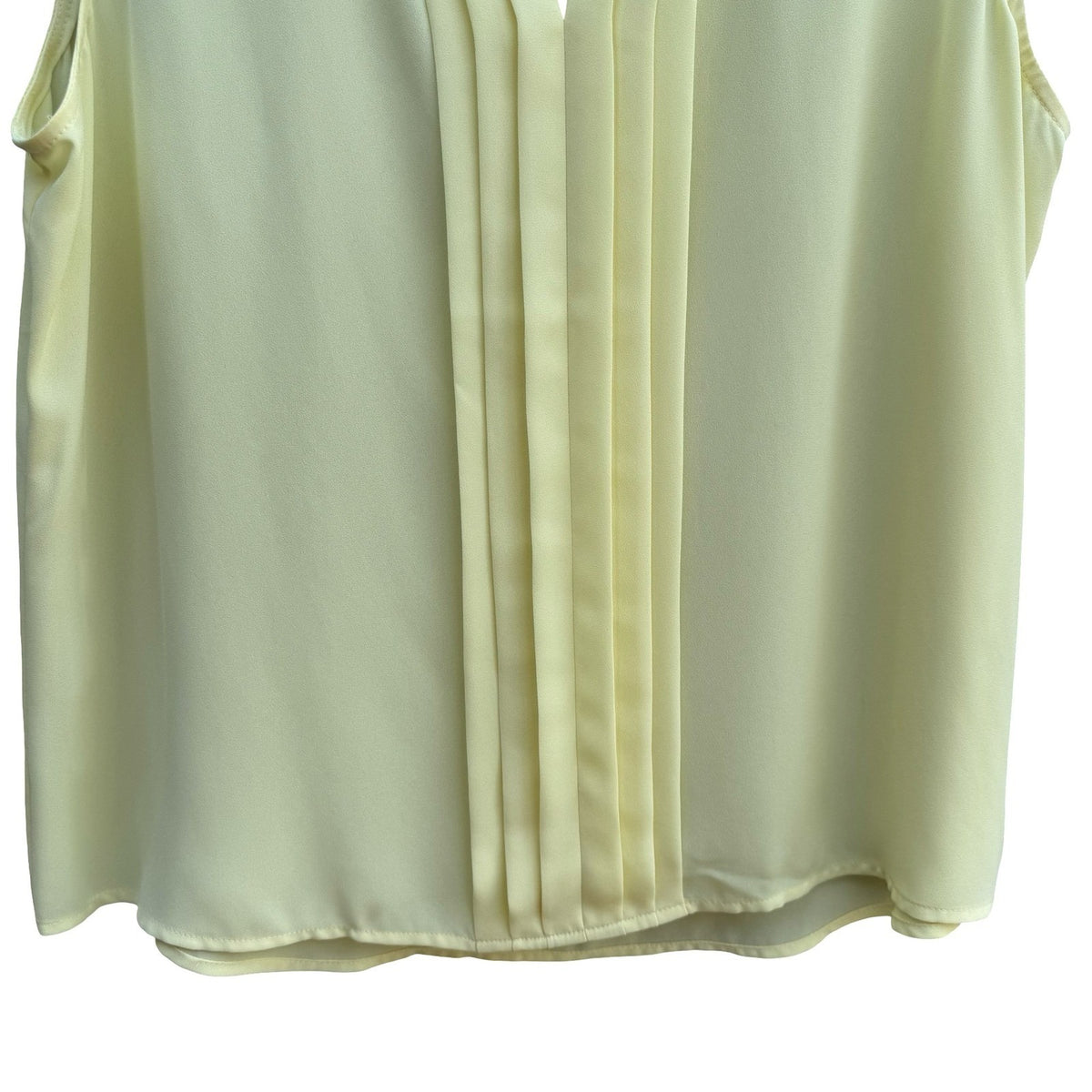 Calvin Klein Minimalist Pleated Professional Sleeveless Blouse Yellow Womens L