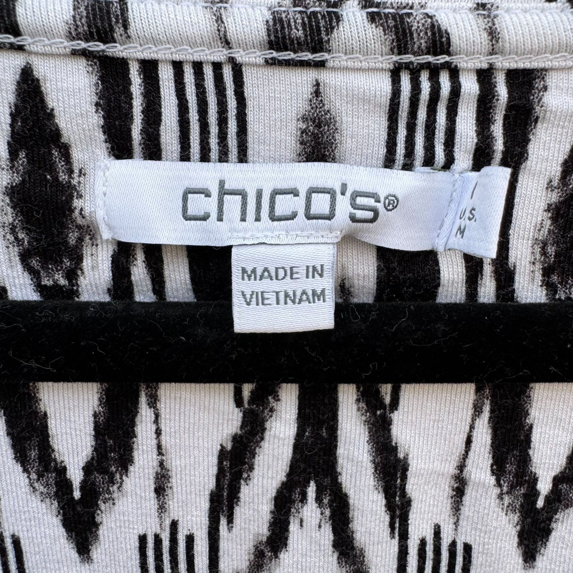 Chicos Womens Black White Tribal Print Sleeveless Tank Top Blouse M Professional