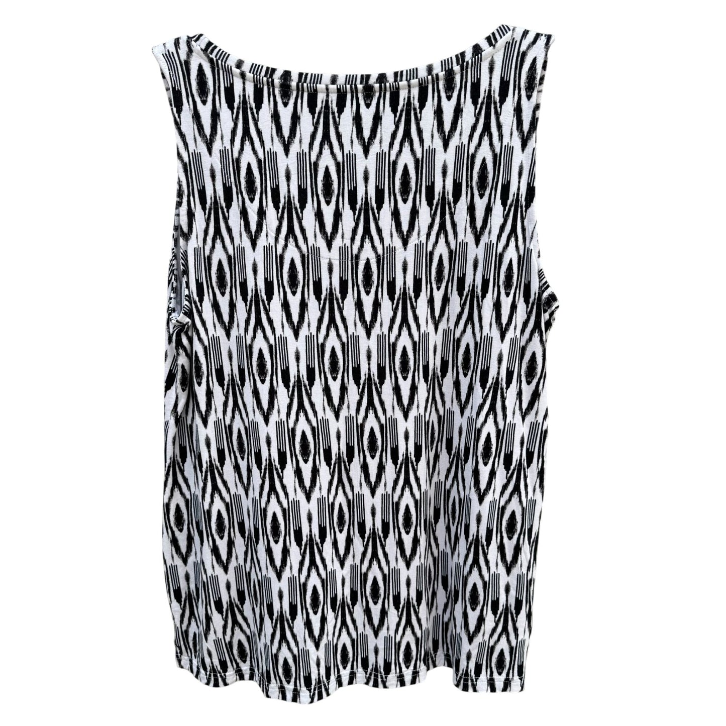 Chicos Womens Black White Tribal Print Sleeveless Tank Top Blouse M Professional