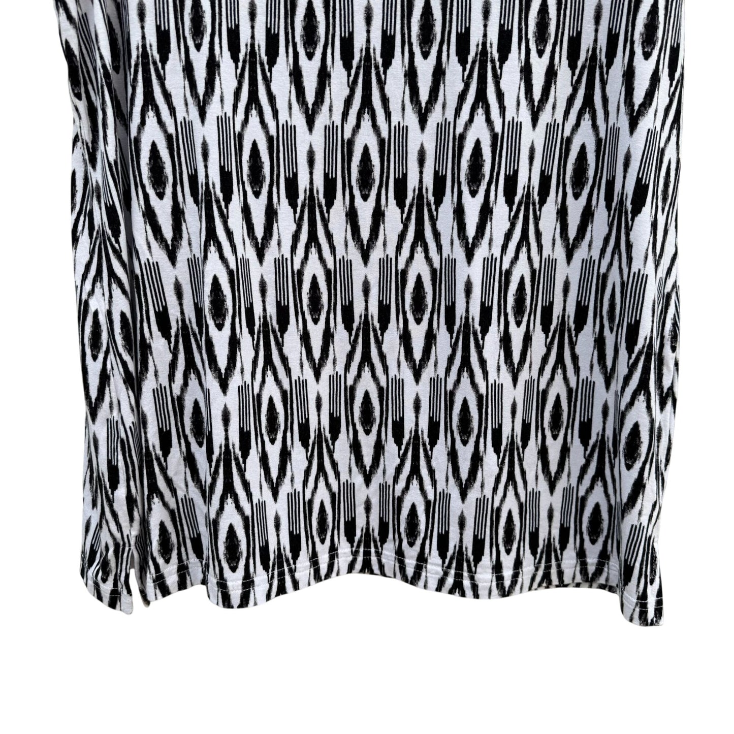 Chicos Womens Black White Tribal Print Sleeveless Tank Top Blouse M Professional