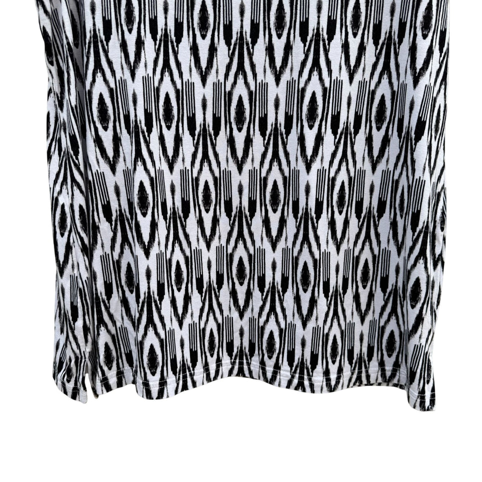 Chicos Womens Black White Tribal Print Sleeveless Tank Top Blouse M Professional