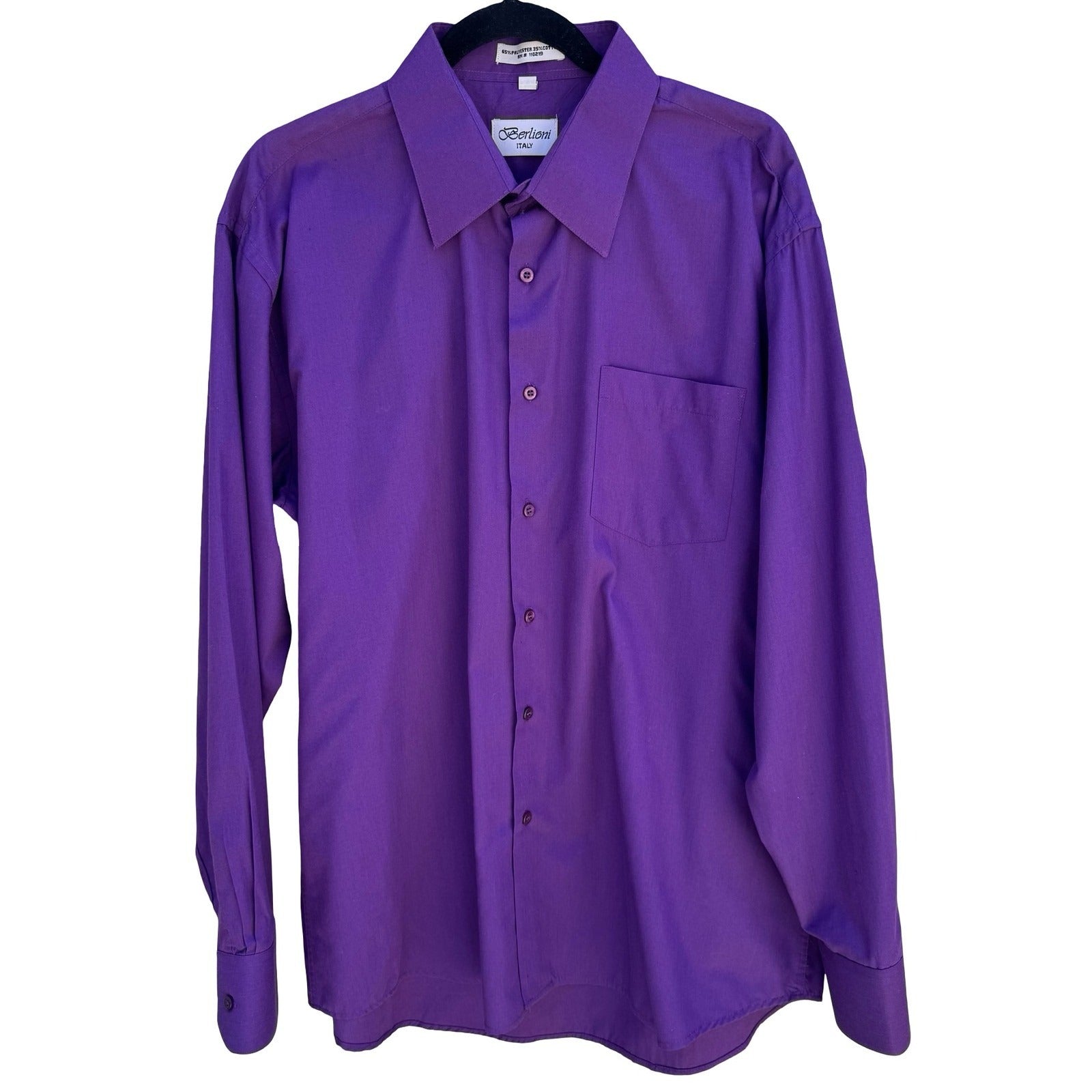 Berlioni Italy Vintage Business Professional Dress Shirt Purple Mens XL Office