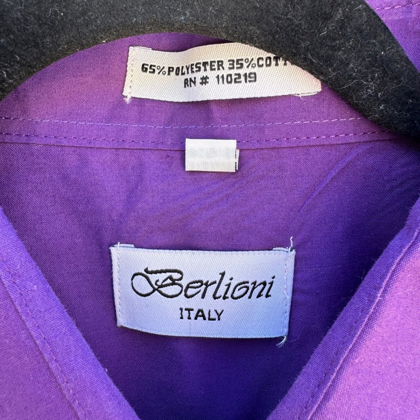 Berlioni Italy Vintage Business Professional Dress Shirt Purple Mens XL Office