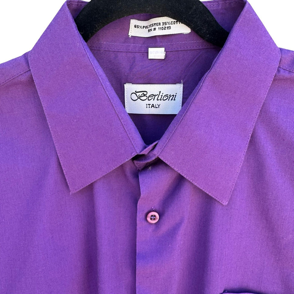 Berlioni Italy Vintage Business Professional Dress Shirt Purple Mens XL Office