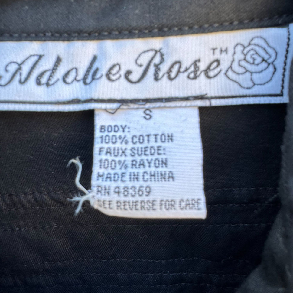 Adobe Rose Vintage Western Button-Up Shirt S Black Geometric Embroidery Studs S