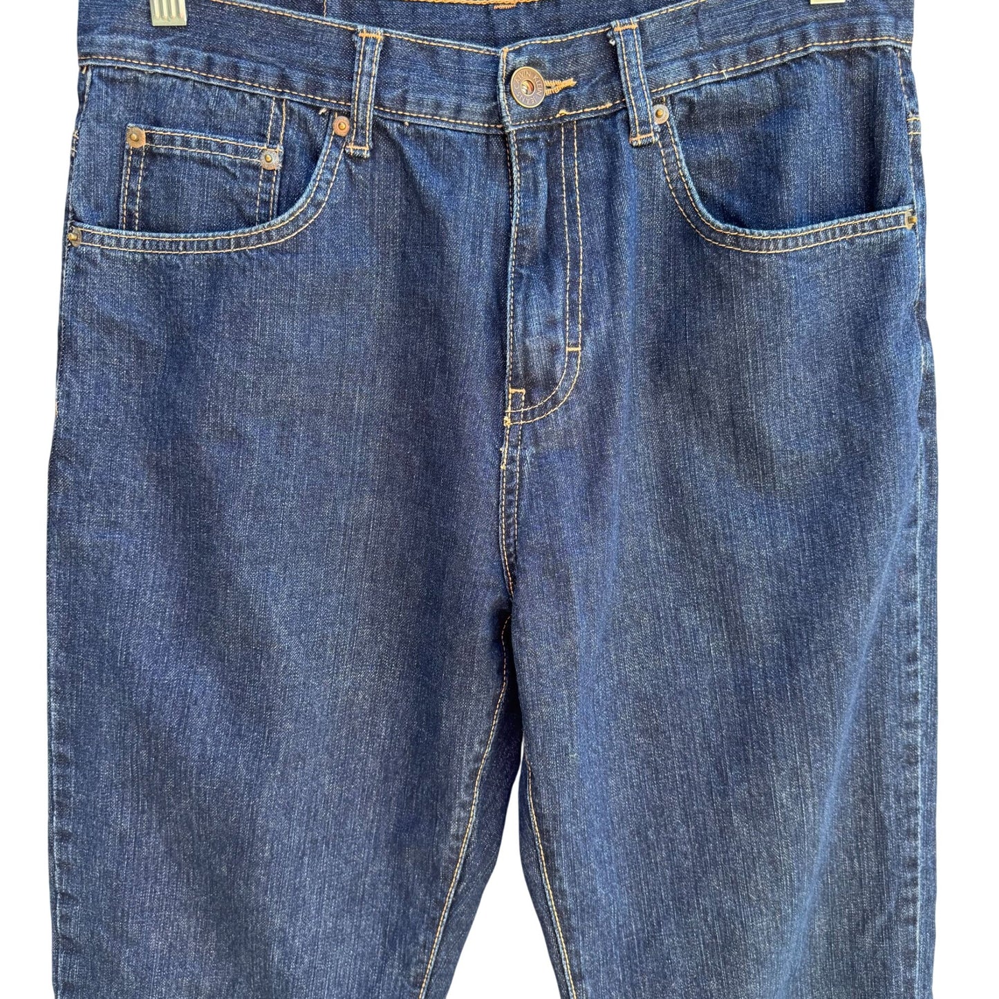 Calvin Klein Mens Dark Wash Relaxed Fit All Cotton Straight Leg Denim Jeans 32x32