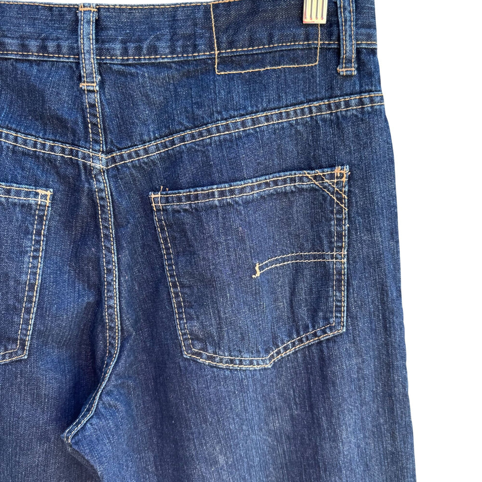 Calvin Klein Mens Dark Wash Relaxed Fit All Cotton Straight Leg Denim Jeans 32x32