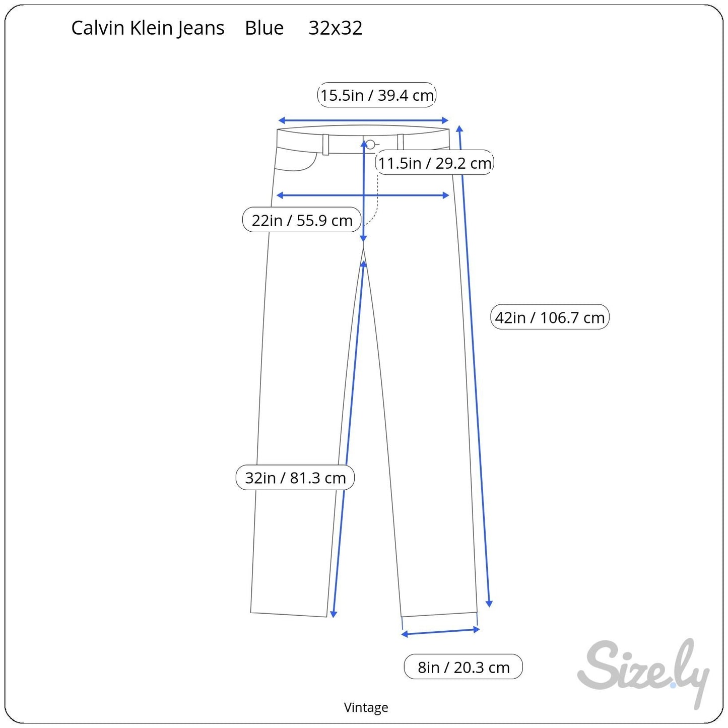 Calvin Klein Mens Dark Wash Relaxed Fit All Cotton Straight Leg Denim Jeans 32x32