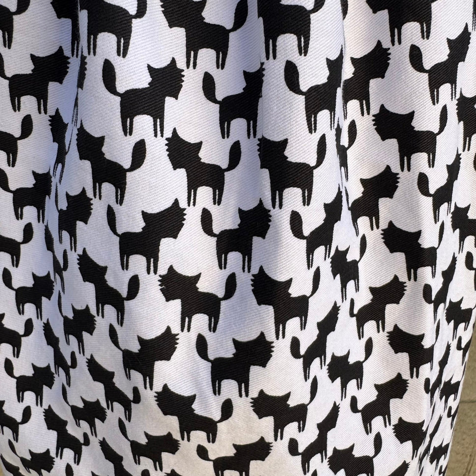 Cynthia Rowley New York Kitsch Apron Black White Chevron Cat Print Ruffle New