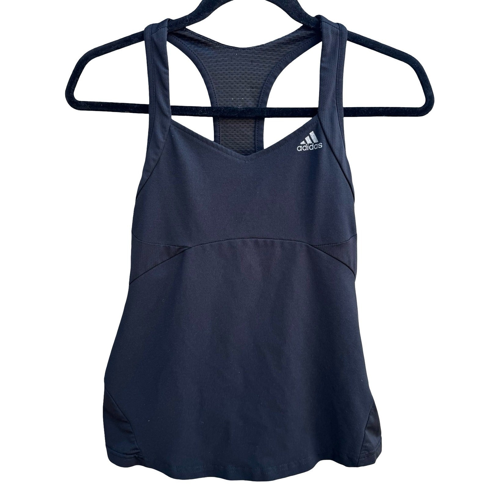 Adidas ClimaCool Activewear Racerback Tank Top Black Built-in Bra Mesh AF5001 S
