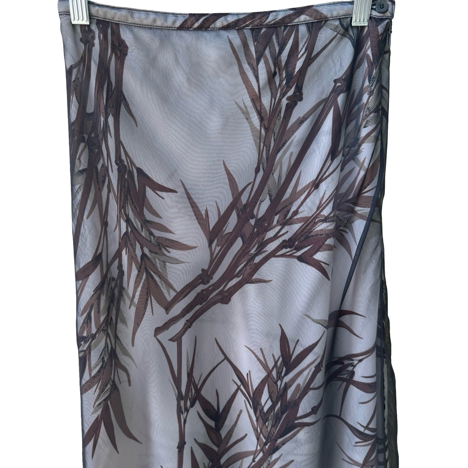 BCBG Max Azria Y2K 90s Whimsigoth Boho Bamboo Mesh Sheer Overlay Midi Skirt 4