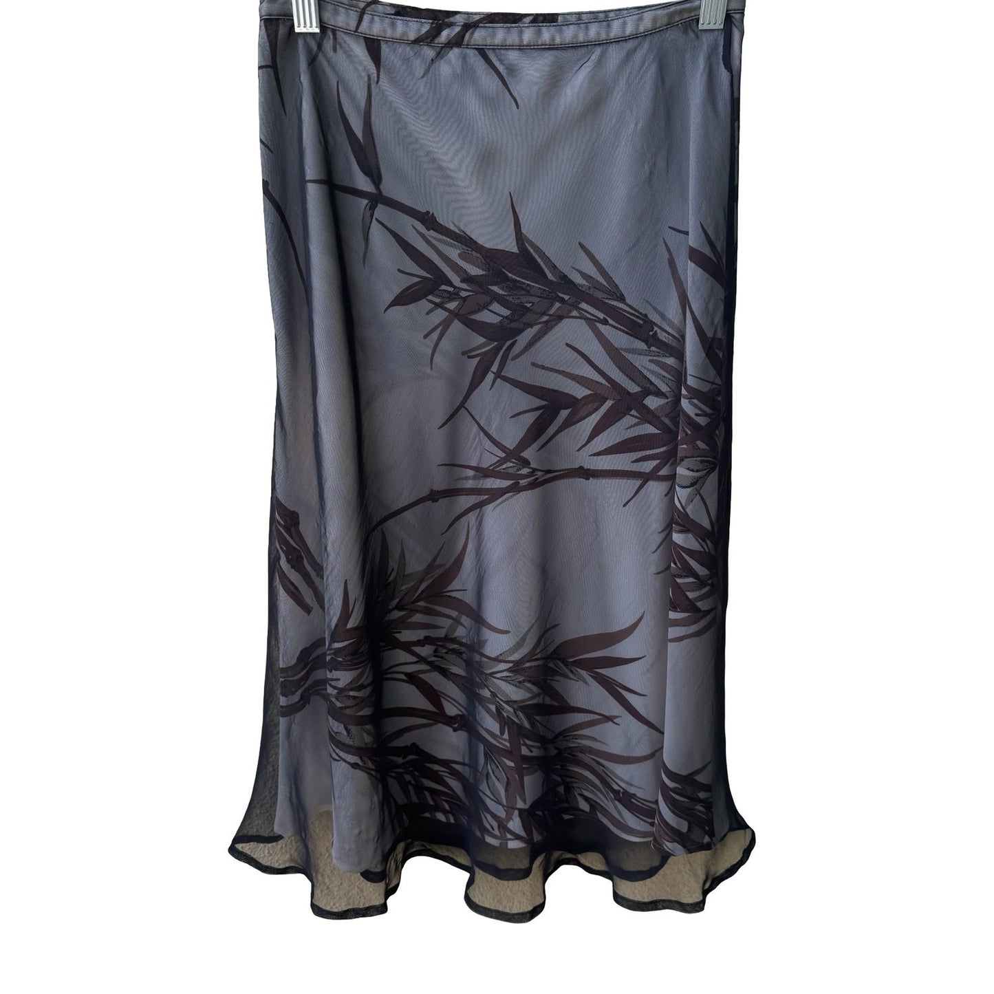 BCBG Max Azria Y2K 90s Whimsigoth Boho Bamboo Mesh Sheer Overlay Midi Skirt 4