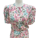 Switch California Looks Vintage 80s Floral Midi Dress Pink Blue Cotton Petite 6P USA 3 image