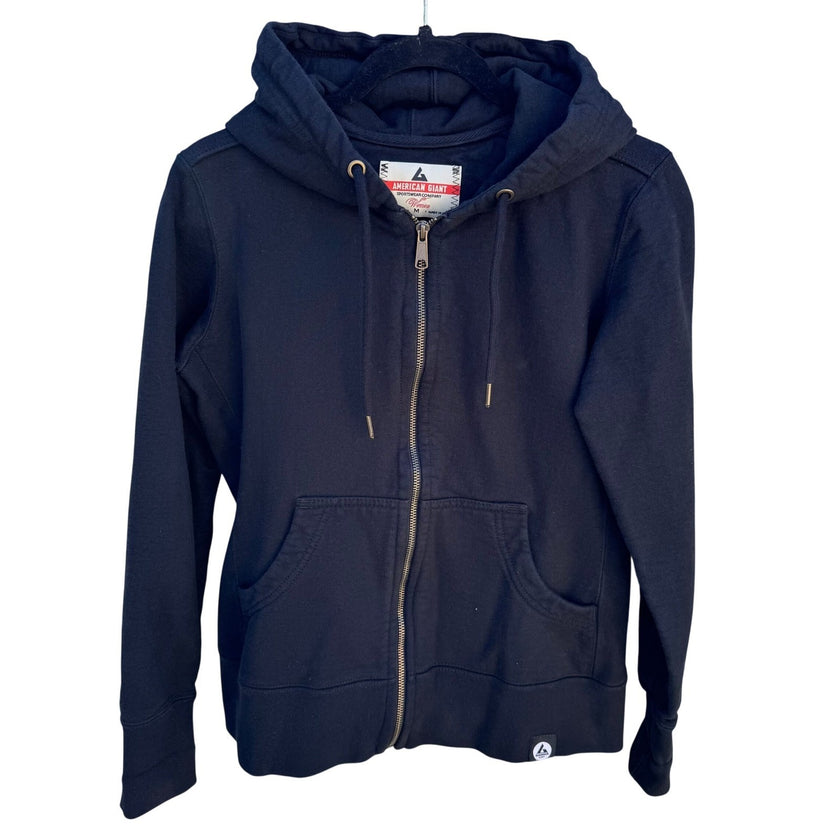 American Giant Womens Classic Full Zip Hoodie Black Cotton Sweatshirt Size M USA