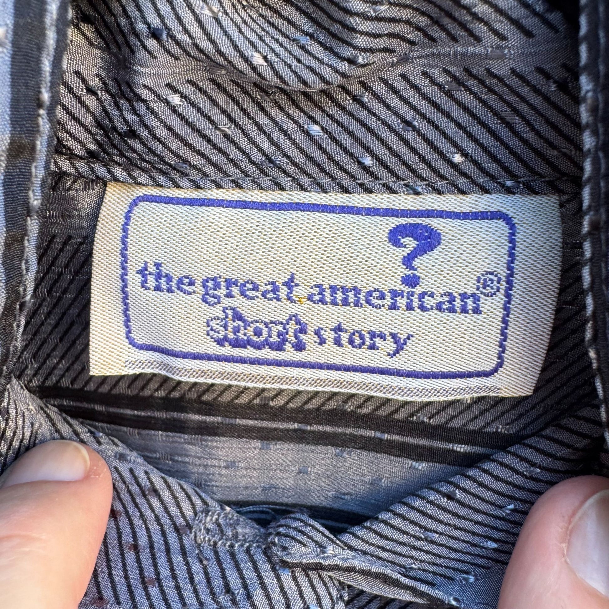 The Great American Short Story Vintage 70s Gray Striped Bow Puff Sleeve Blouse M