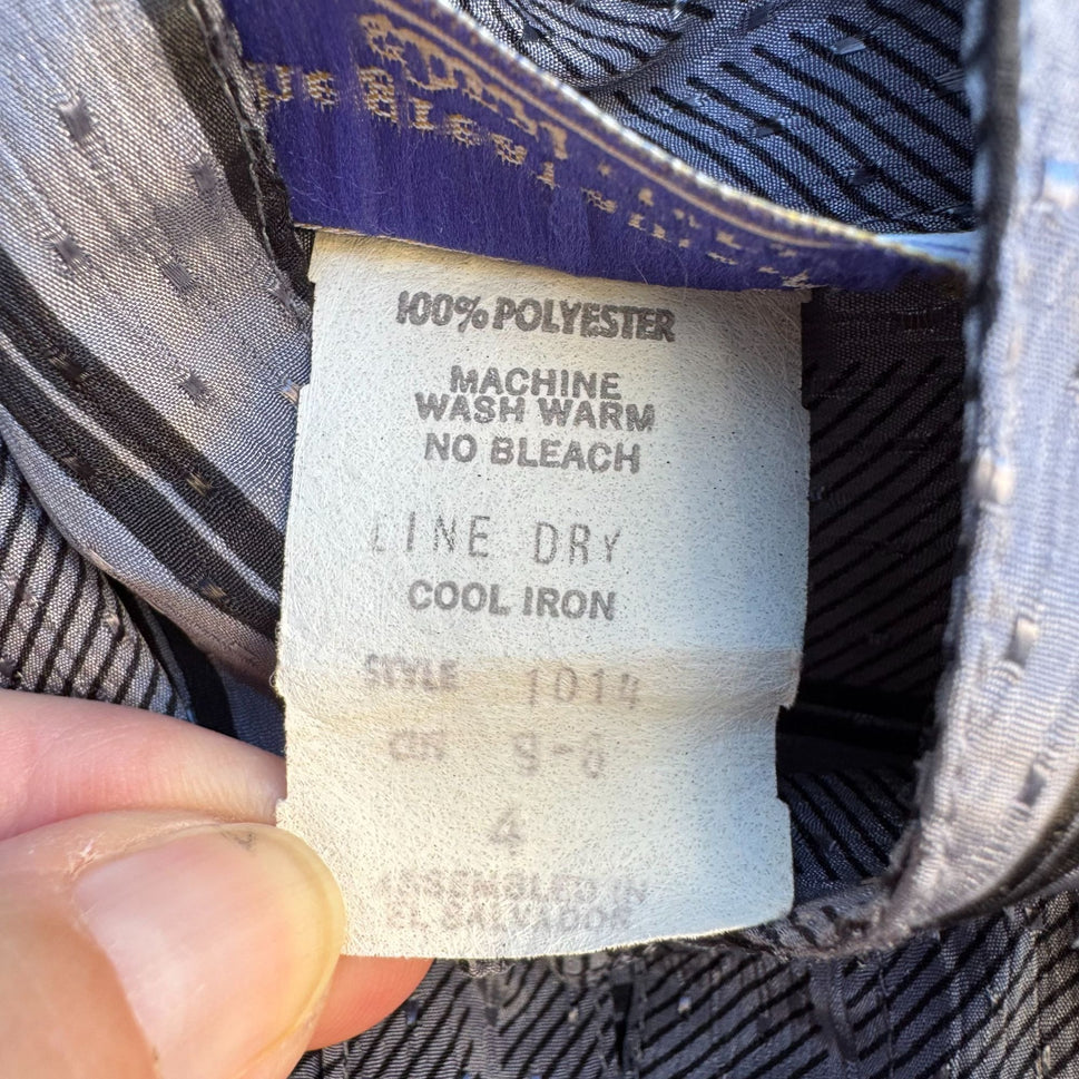 The Great American Short Story Vintage 70s Gray Striped Bow Puff Sleeve Blouse M