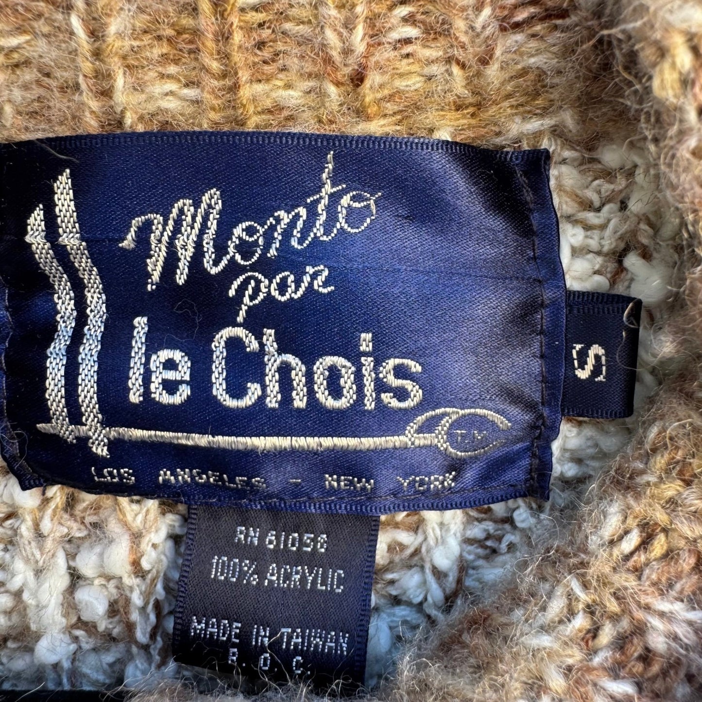 Monto par le Chois Vintage Brown Cream Marled Knit Longline Cardigan Sweater S