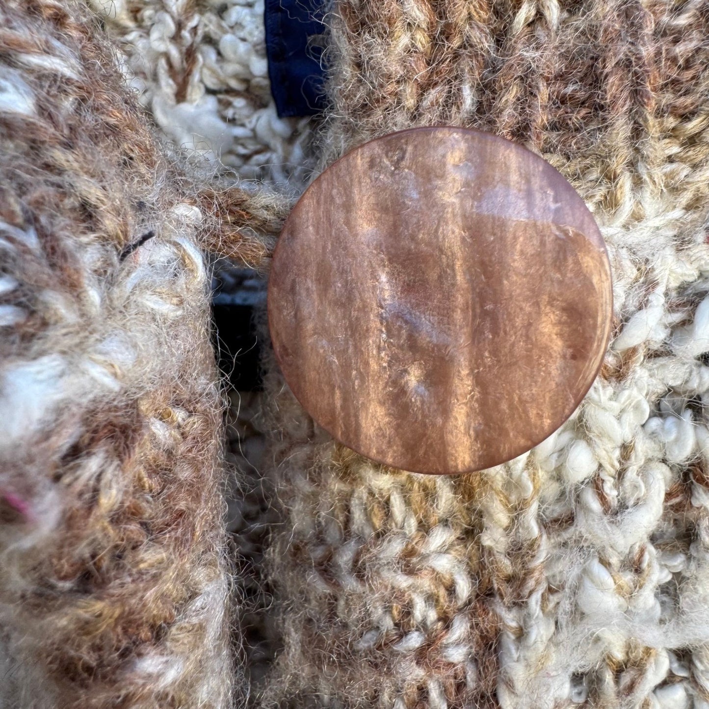 Monto par le Chois Vintage Brown Cream Marled Knit Longline Cardigan Sweater S