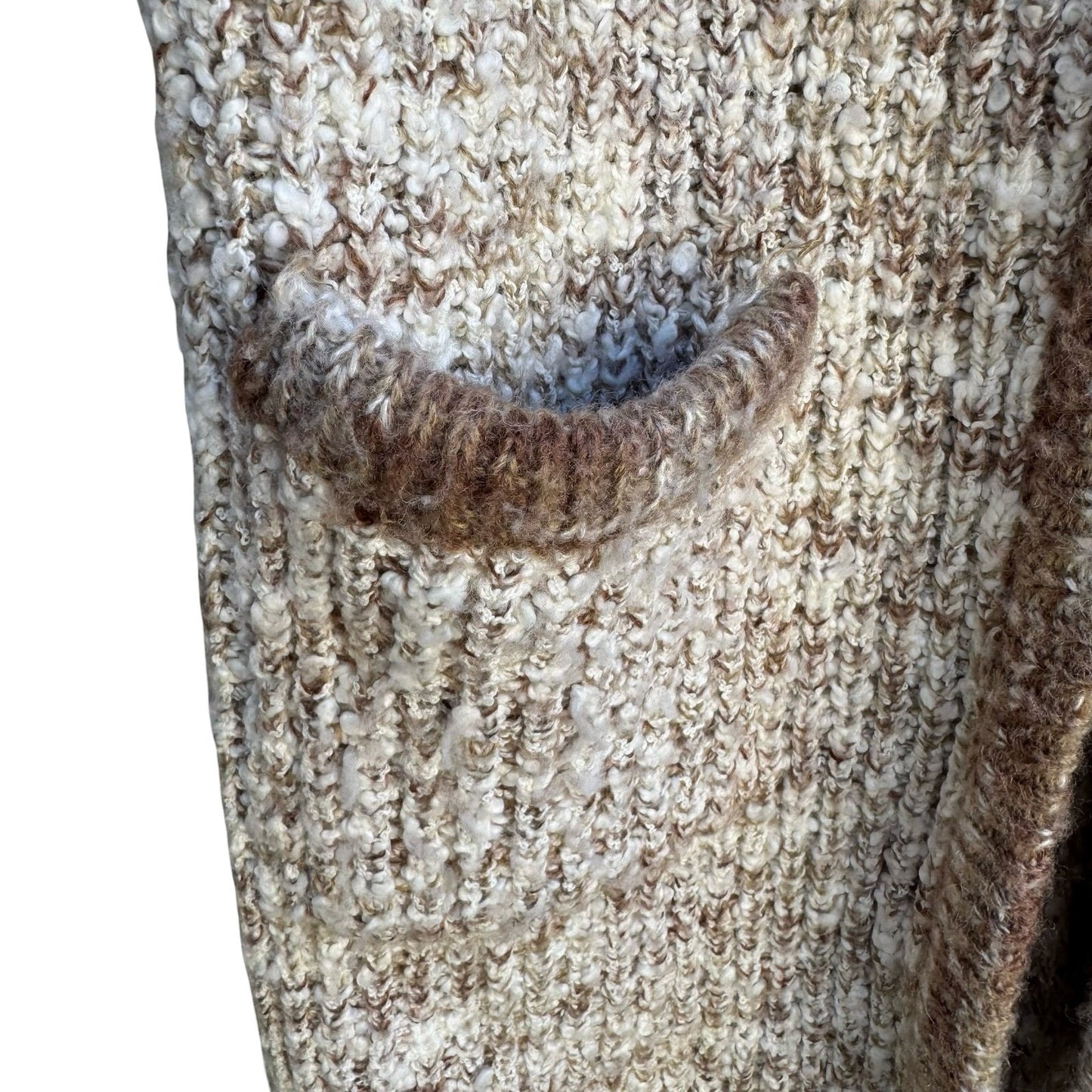 Monto par le Chois Vintage Brown Cream Marled Knit Longline Cardigan Sweater S