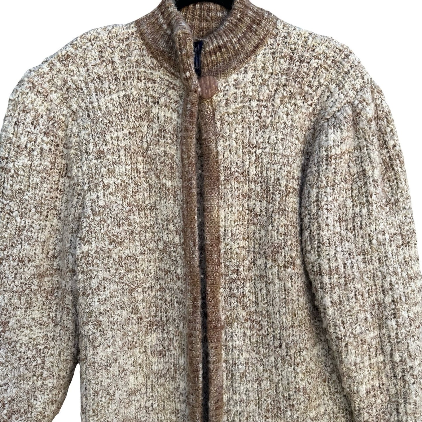 Monto par le Chois Vintage Brown Cream Marled Knit Longline Cardigan Sweater S
