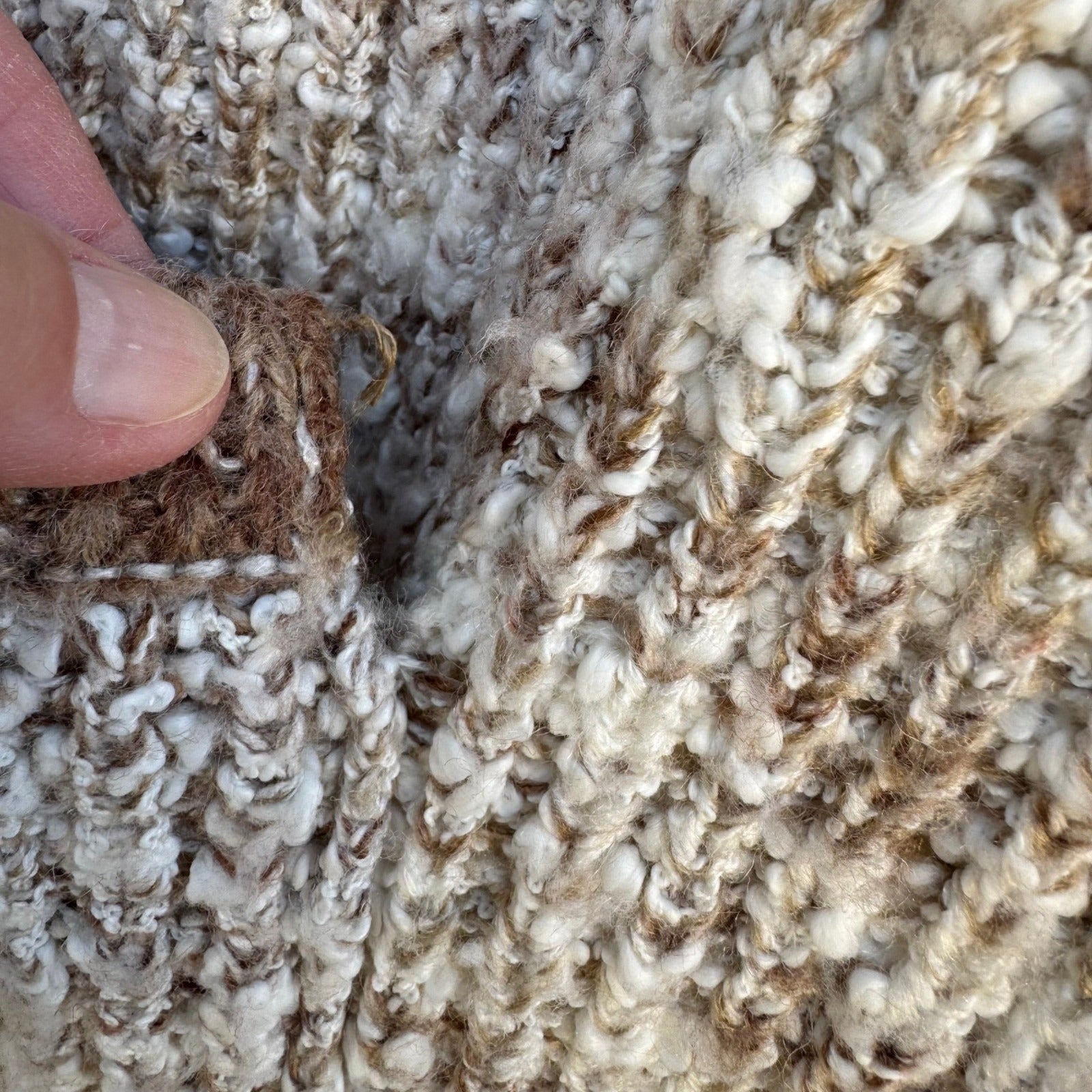 Monto par le Chois Vintage Brown Cream Marled Knit Longline Cardigan Sweater S