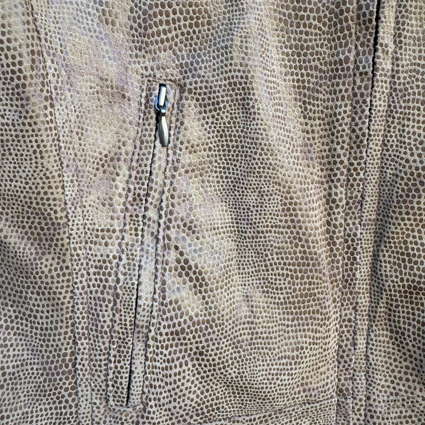 Terry Lewis Classic Luxuries Lizard Embossed Leather Bomber Jacket Zip Pockets S