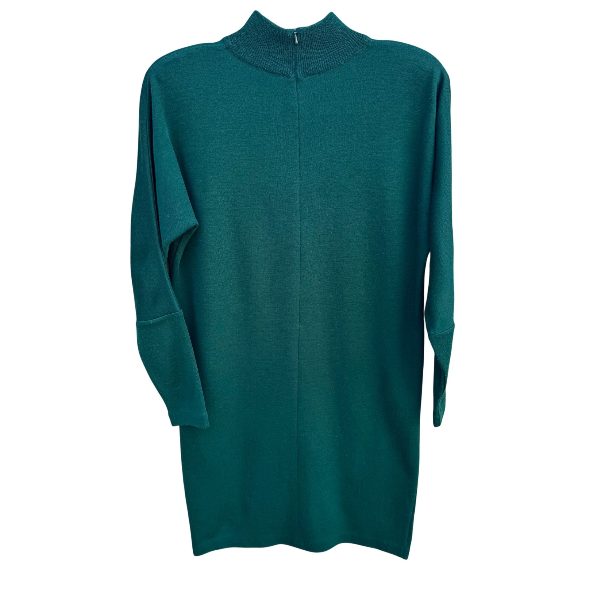 Liz Claiborne Vintage Womens Petite XS Green Mockneck Sweater Dress Wool Blend