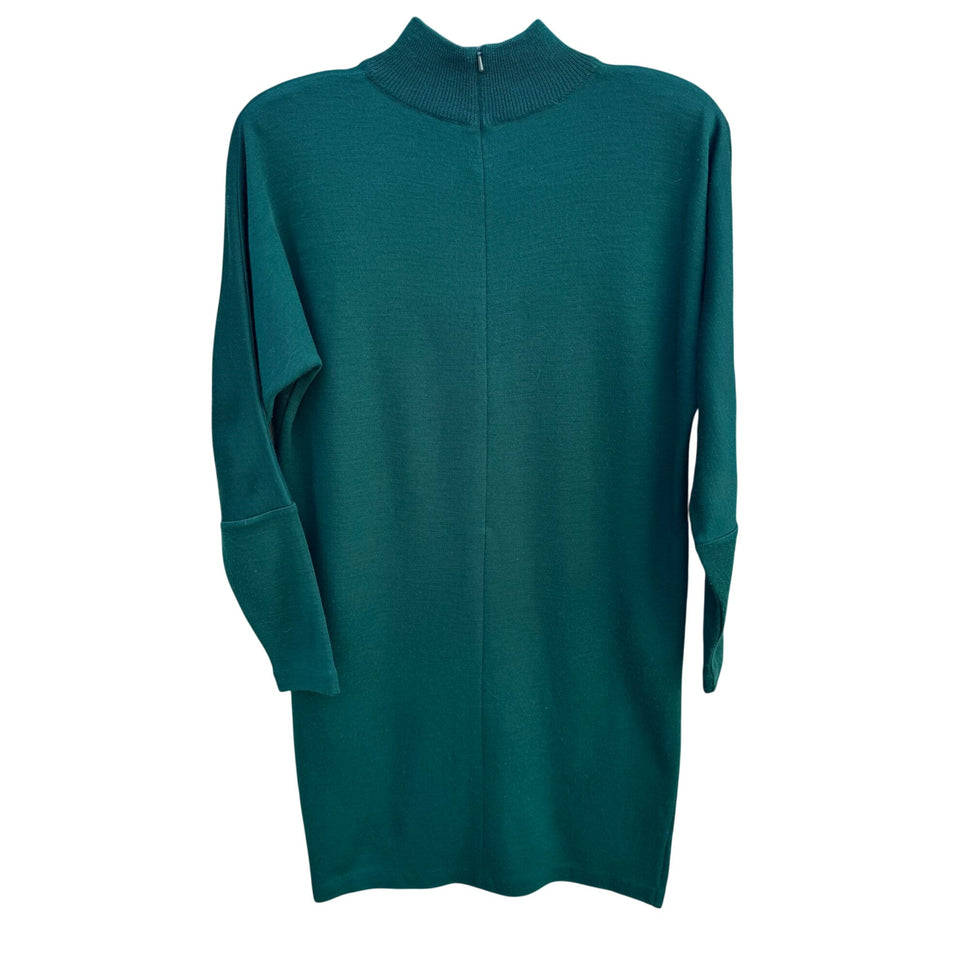 Liz Claiborne Vintage Womens Petite XS Green Mockneck Sweater Dress Wool Blend