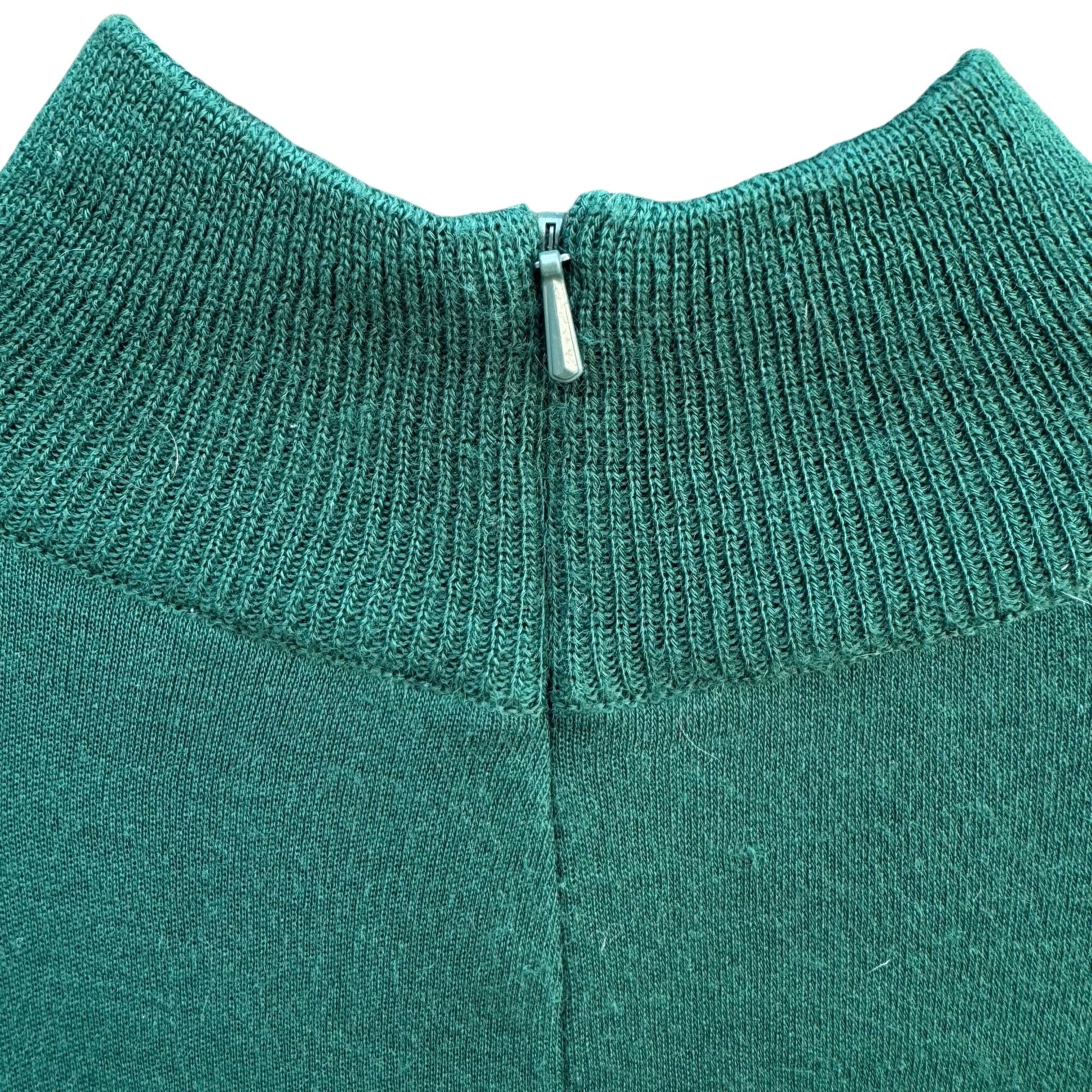 Liz Claiborne Vintage Womens Petite XS Green Mockneck Sweater Dress Wool Blend