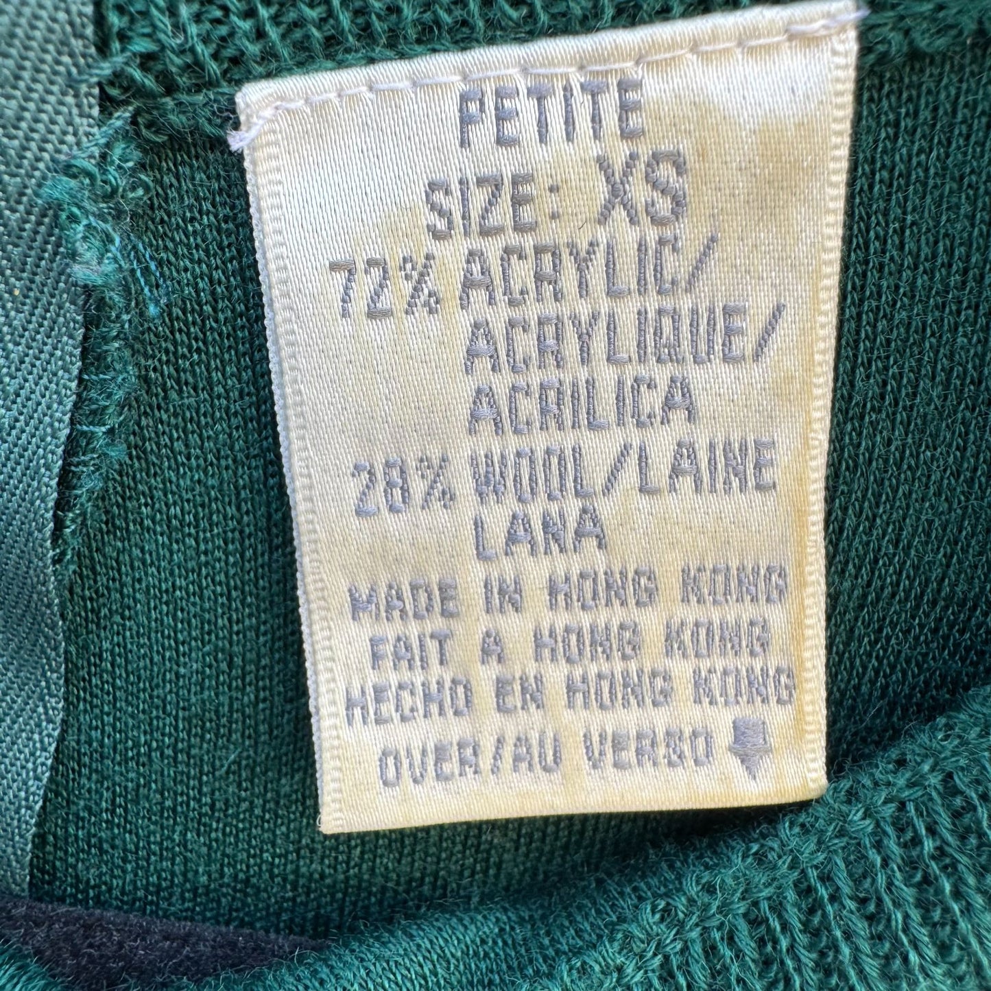 Liz Claiborne Vintage Womens Petite XS Green Mockneck Sweater Dress Wool Blend