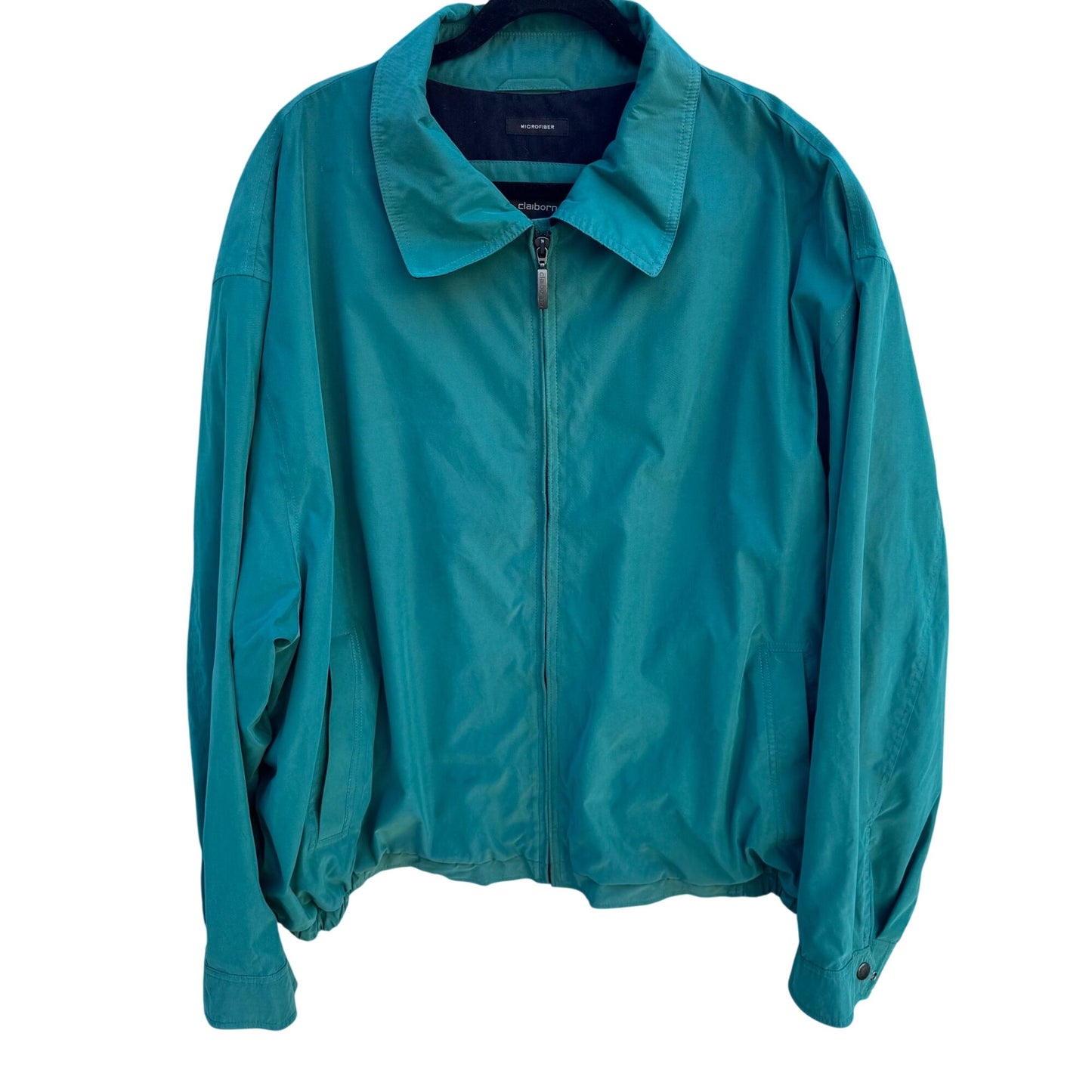 Claiborne Vintage 90s Mens 3X Teal Lightweight Microfiber Full-Zip Jacket Golf