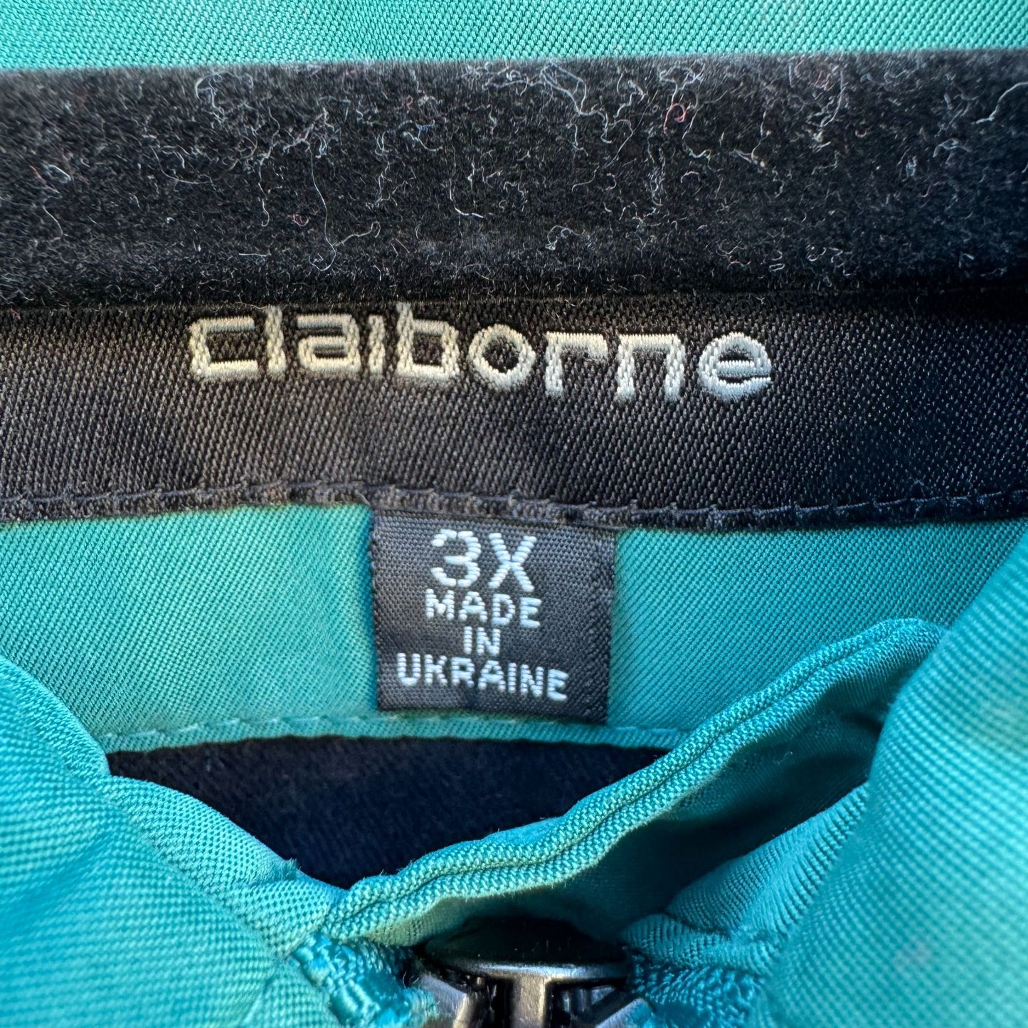 Claiborne Vintage 90s Mens 3X Teal Lightweight Microfiber Full-Zip Jacket Golf