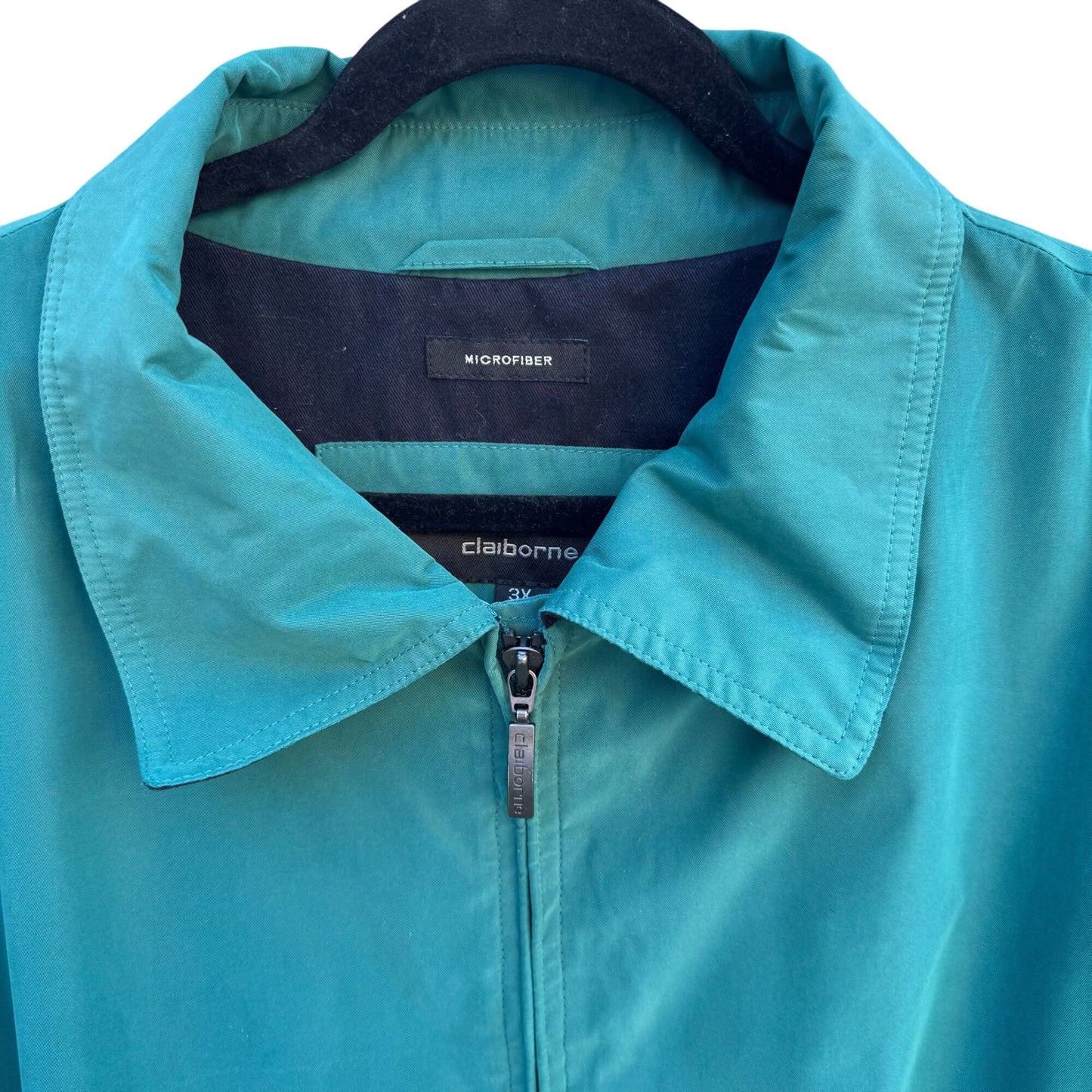 Claiborne Vintage 90s Mens 3X Teal Lightweight Microfiber Full-Zip Jacket Golf