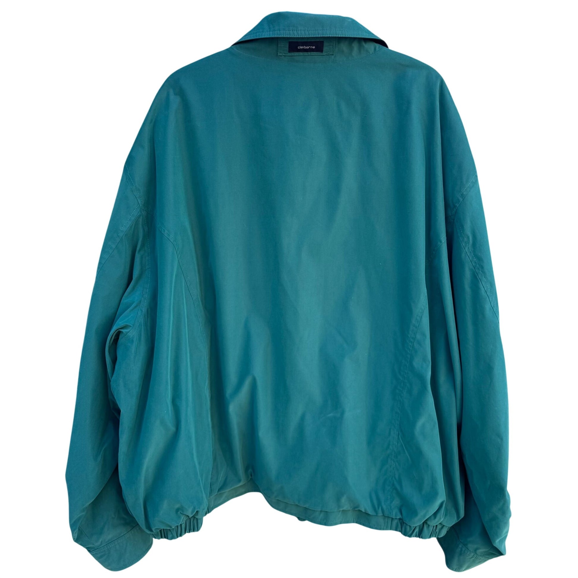 Claiborne Vintage 90s Mens 3X Teal Lightweight Microfiber Full-Zip Jacket Golf