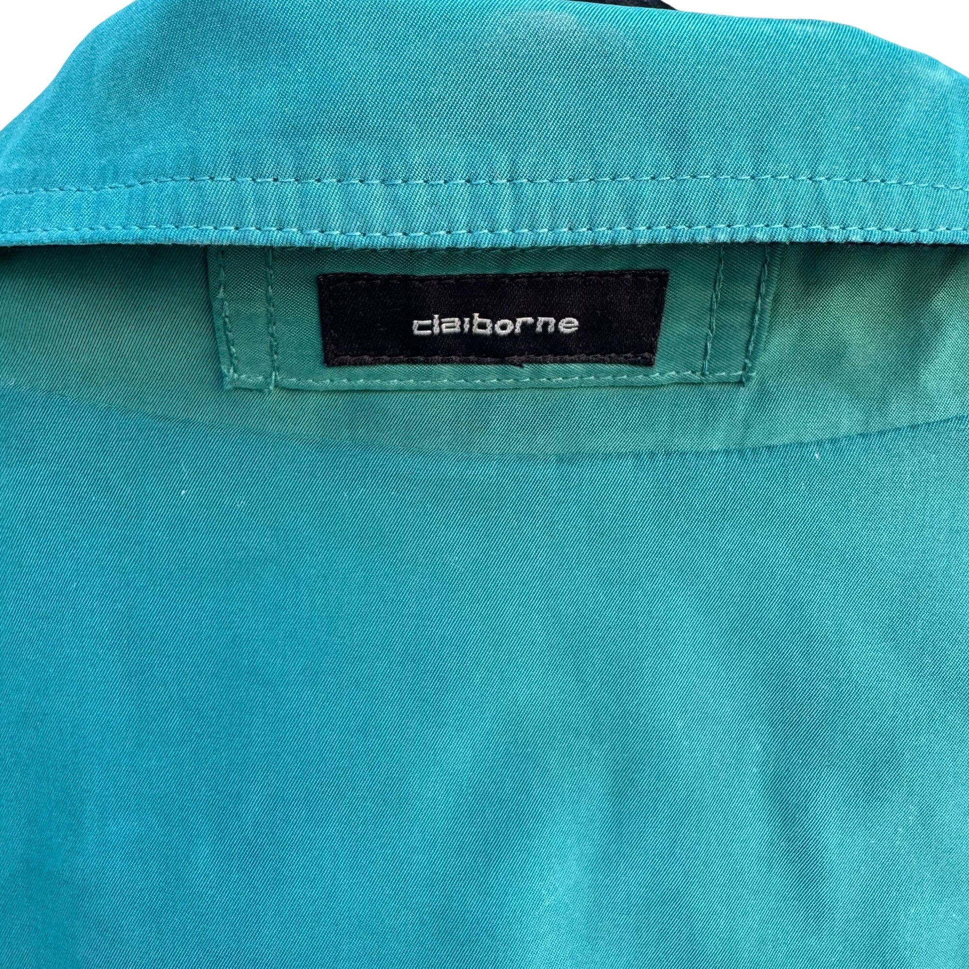 Claiborne Vintage 90s Mens 3X Teal Lightweight Microfiber Full-Zip Jacket Golf