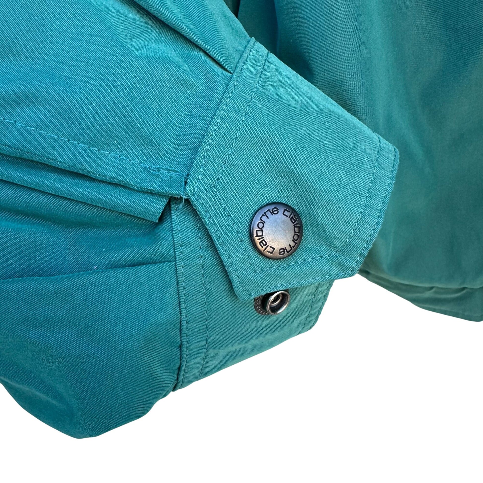 Claiborne Vintage 90s Mens 3X Teal Lightweight Microfiber Full-Zip Jacket Golf