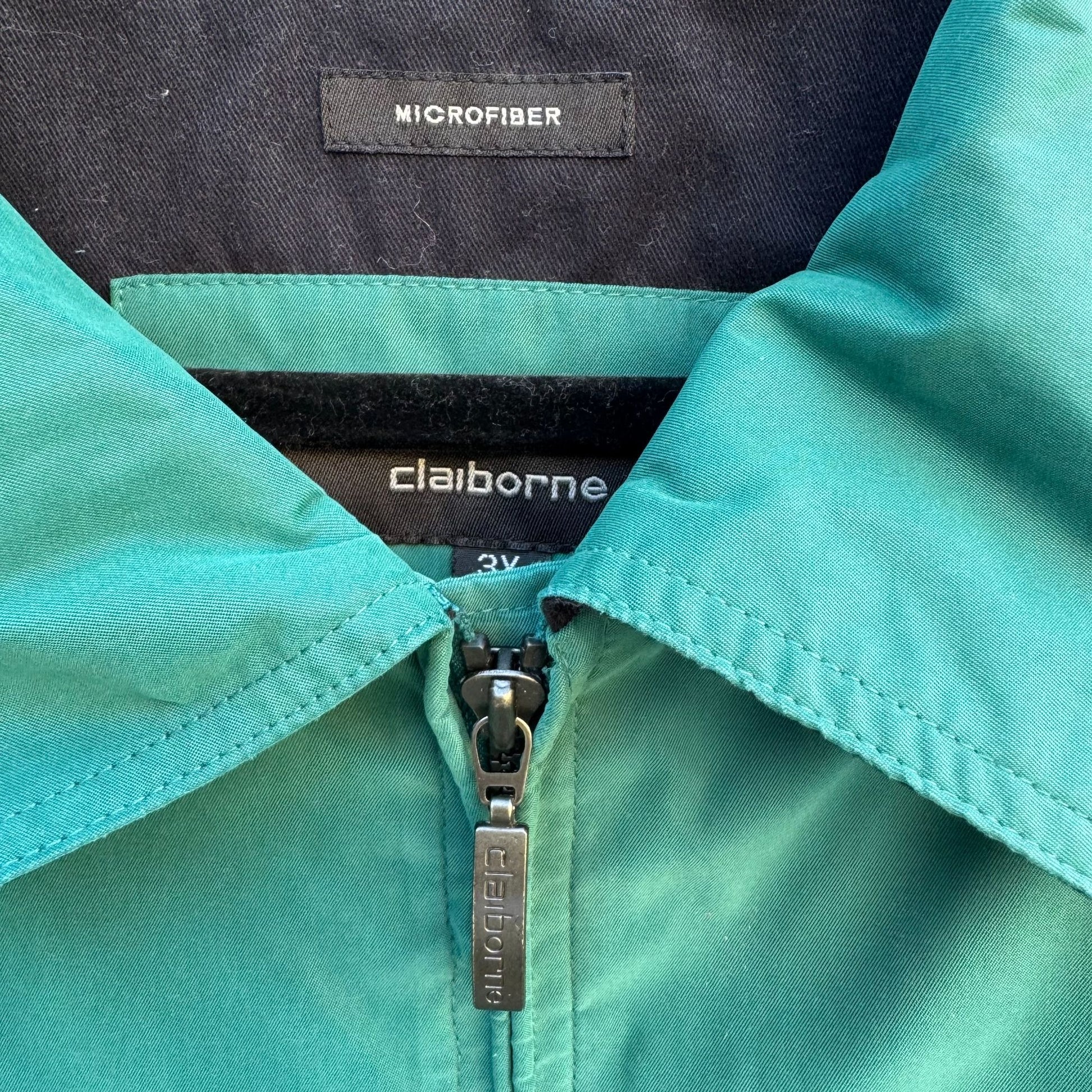 Claiborne Vintage 90s Mens 3X Teal Lightweight Microfiber Full-Zip Jacket Golf