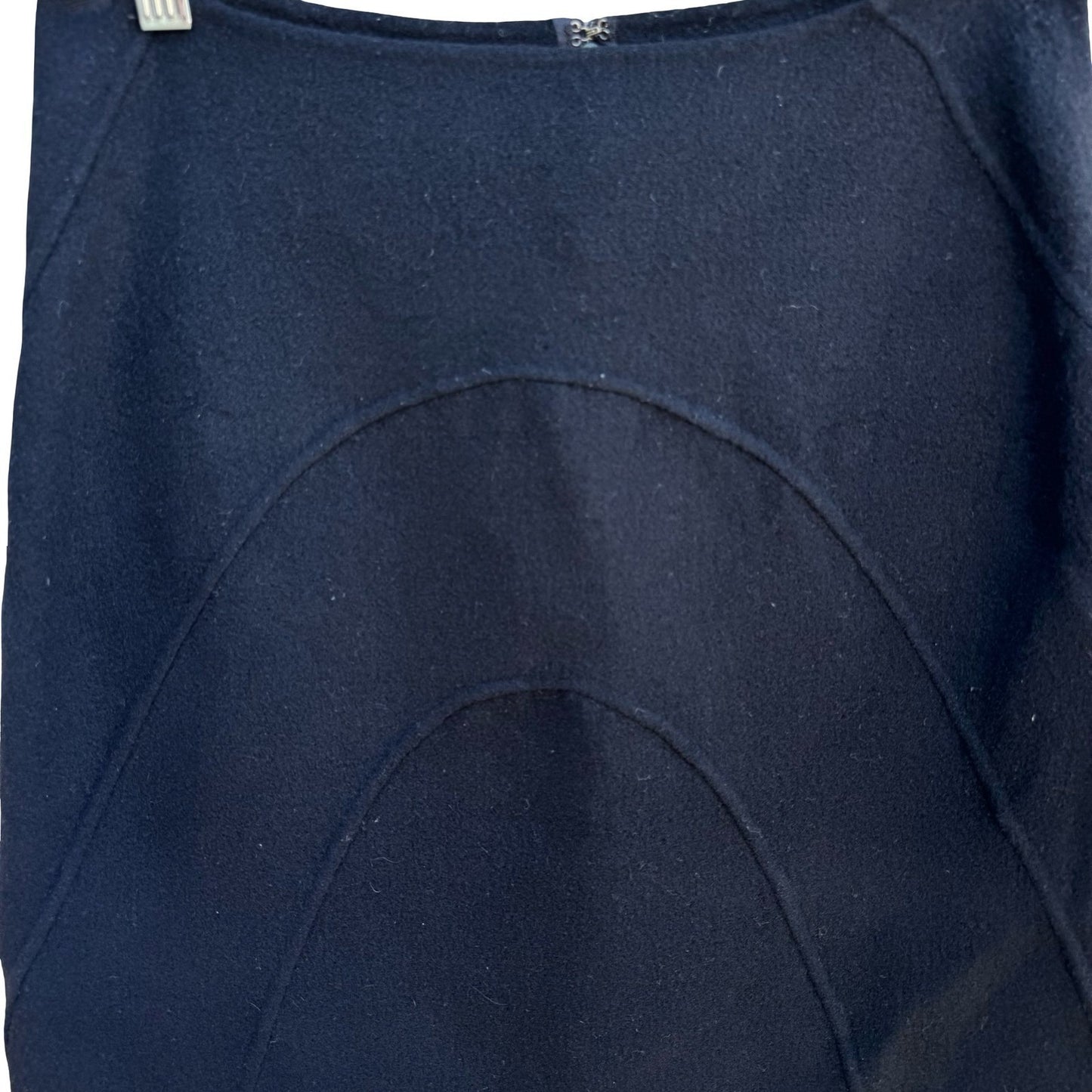 DKNY Y2K 90s MInimalist Quiet Luxury Wool Angora Mini Skirt Seam Detail Black 4