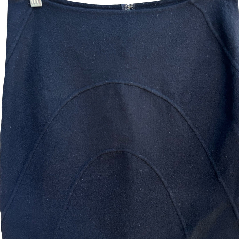 DKNY Y2K 90s MInimalist Quiet Luxury Wool Angora Mini Skirt Seam Detail Black 4